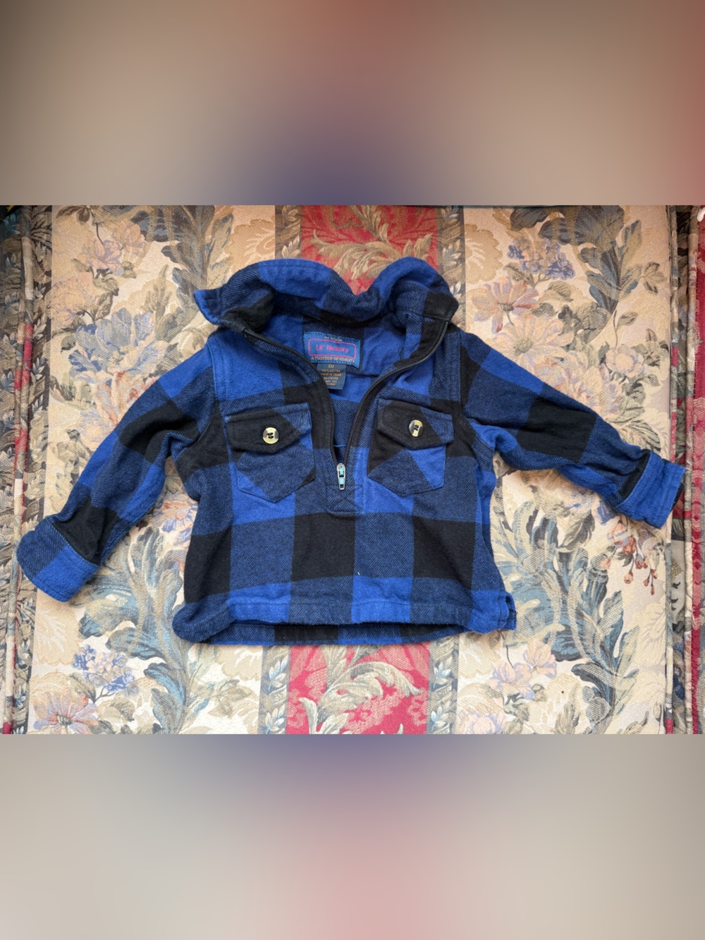 Lil’ Hickory - Children's Blue & Black Plaid Hooded Pullover Shirt